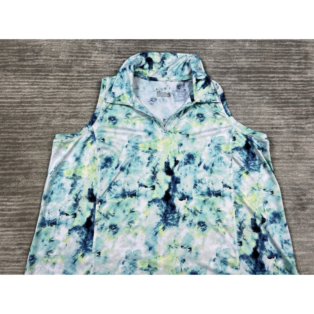 Livi Active Women's Tie-Dye Tank Top in Blue, Aqua, Navy, Lime - Picture 2 of 10